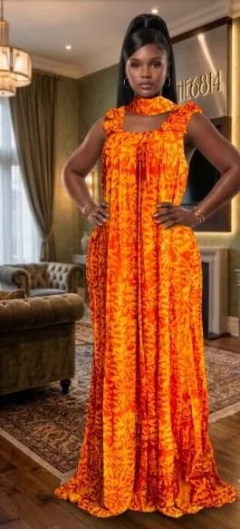 Sunset Glow Adire Maxi Dress — image 1 of 3