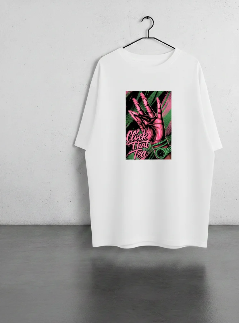 Over size clock that tea T.shirt — image 1 of 5