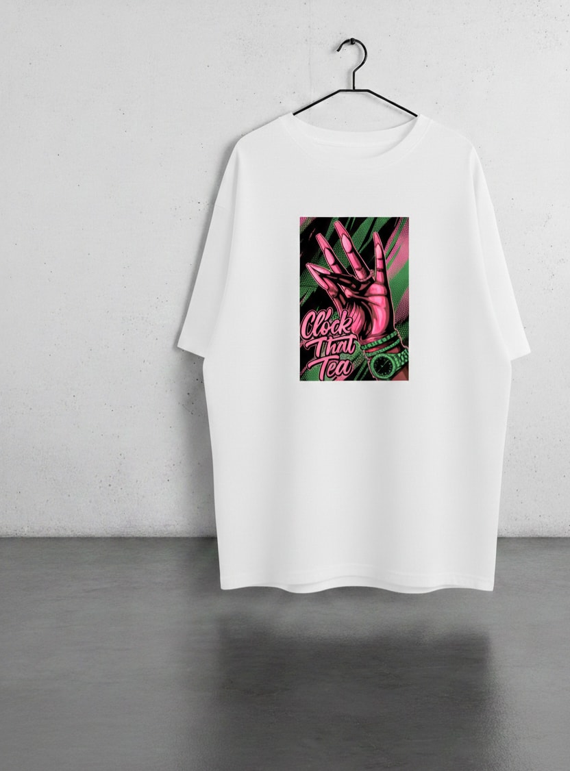 Over size clock that tea T.shirt — image 1 of 5