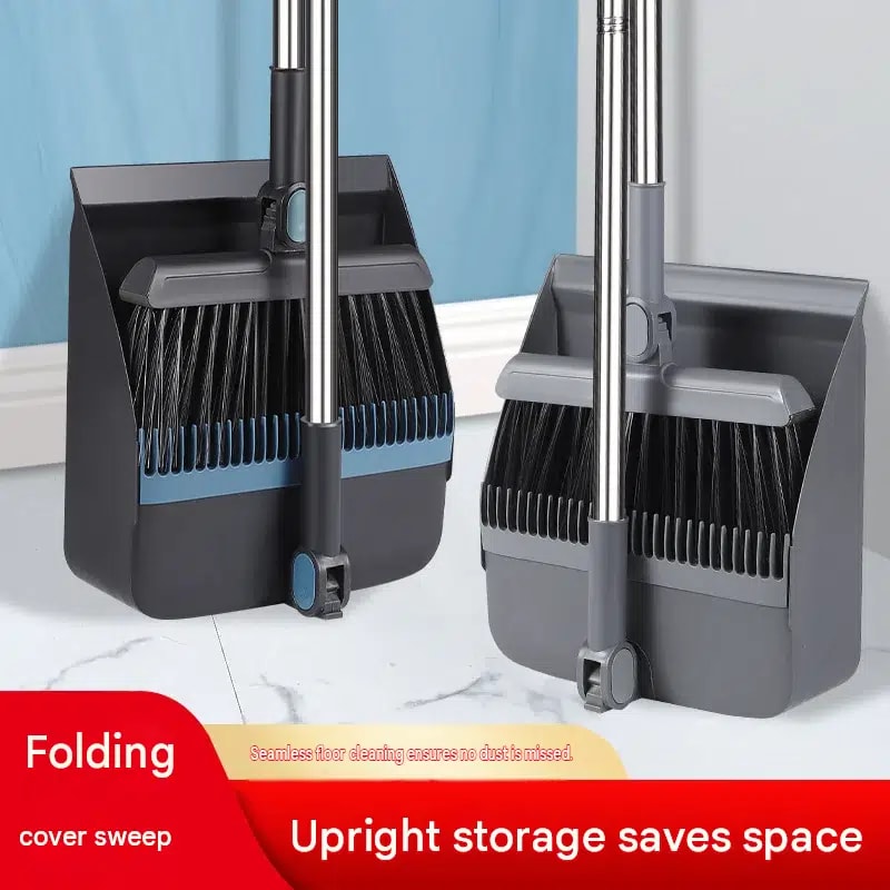Broom Set for Home: Folding Broom, Dustpan & Soft Bristle Brush Combo, Hair-Resistant Sweeping Kit — image 1 of 13