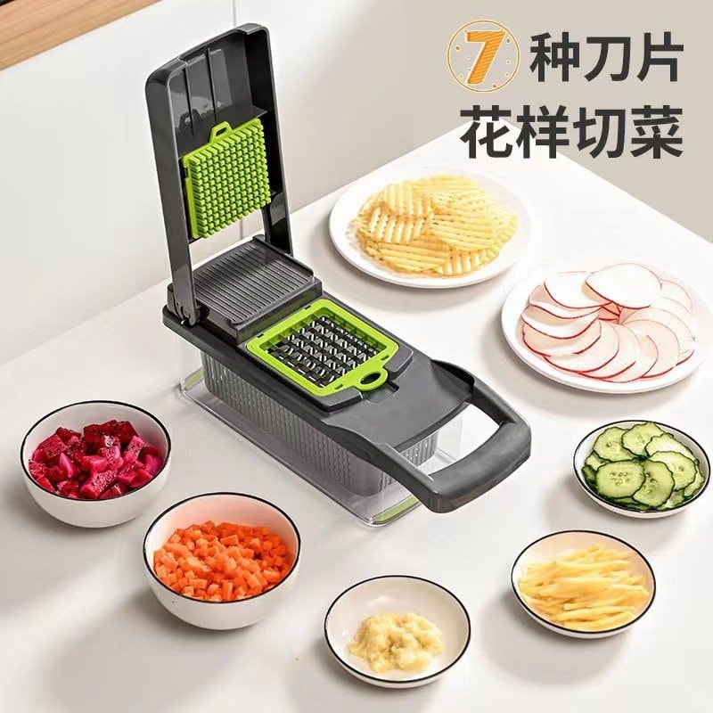 Vegetable Chopper Tool for Home: Potato Shredder, Julienne & Dicing Slicer, Kitchen Grater, Carrot/Radish Slicing Machine — image 1 of 7
