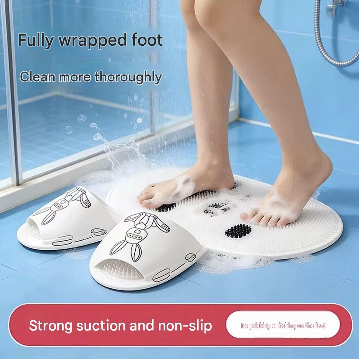 Viral TikTok Silicone Bunny Foot Scrub Pads, Foot Massage & Exfoliating Scrubber for Shower, Bath & Bathroom Floor Mat — image 1 of 7
