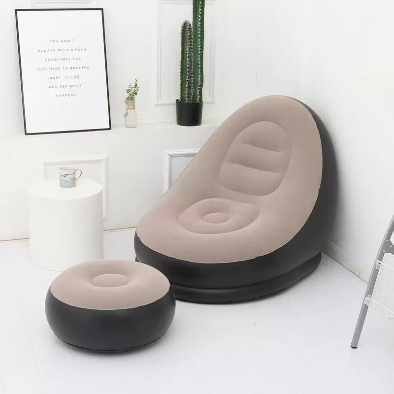 Thickened Lazy Sofa Outdoor Plush Tatami Chair Air-Filled Nap Bed Portable Inflatable Sofa Cushion — image 1 of 5