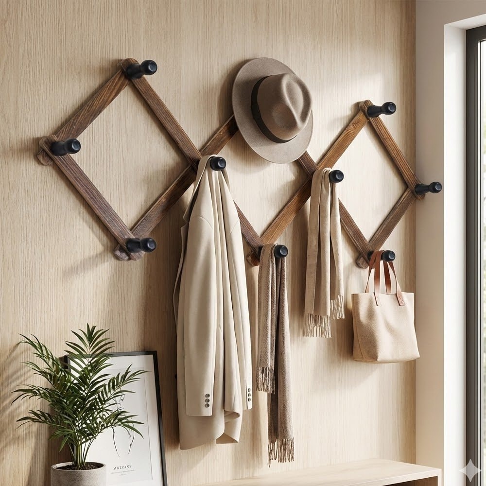 Wall-Mounted Coat and Hat Hook—No-Drill Wooden Door-Back Hook for Guesthouses — image 1 of 6