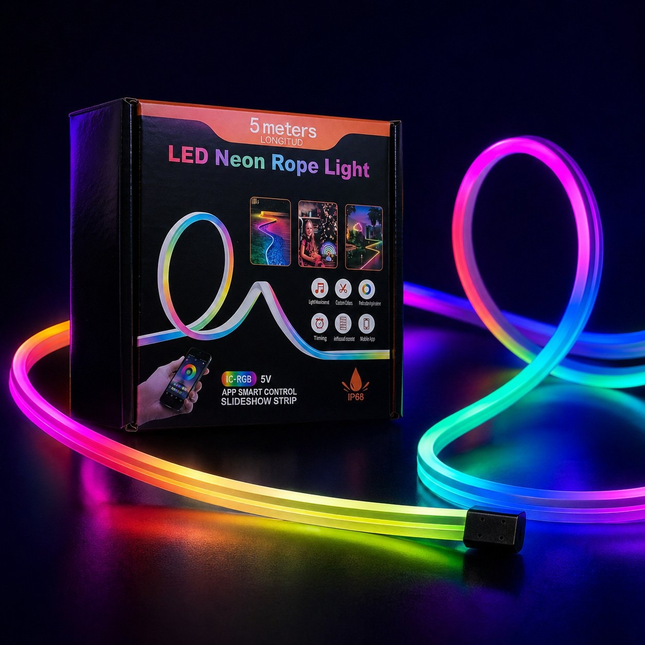 Prismatic Neon LED Strip Lights with APP Control, Remote Control & Sound, Flexible Light Strip Kit — image 1 of 4